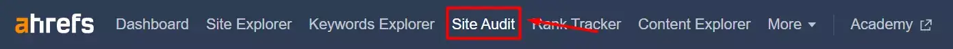 Скриншот из Ahrefs - верхнее меню